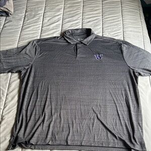 Columbia Men’s Charcoal Gray Polo with Purple 'W' Logo
